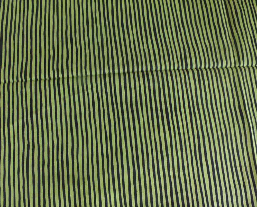 1.5 yard x 44″ wide cotton quilt fabric Narrow lime green and black Stripe OOP