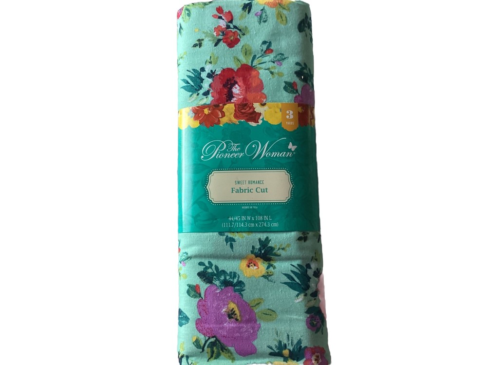Pioneer Woman Fabric 3yds Sweet Romance Cotton Teal Red Quilting Sewing Crafts