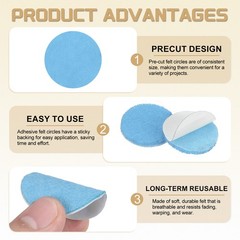 50 Pcs, Adhesive Felt Circles 1/2″ Round Non-Woven Felt Stickers Sky Blue