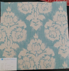DURALEE Ikat in Aquamarine 17 1/4 x 17 3/8″ Woven Damask Fabric Sample