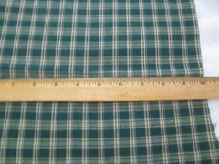 VTG Green & Tan Plaid Striped Homespun Fabric Remnant, 26″ W. x 1 YD +16″