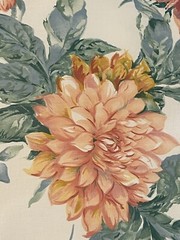 Vtg Robert Allen Floral sateen cotton McMillen 1989 7 yds 55″ peach green dupont