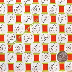 RK “CUT AND SEW #12804-256 RETRO” SEWING THEME ORANGE THREAD PRICED PER 1/2 YD
