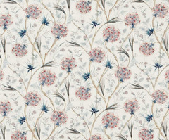 ZOFFANY CURTAIN FABRIC DESIGN Wallichi 1.2 METRE FADED MADDER/INDIGO LINEN BLEND