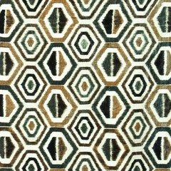 Bottle Green & Brown Geometric Printed Velvet Fabric By The Yard, Upholstery