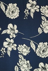 Navy Blue floral Printed spandex stretchable Fabric wrinkle Free 60” W Sold BTY