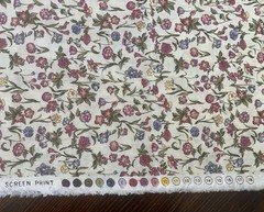 VTG Hoffman International “Tea Time” Small Pink Purple Floral On Tan Fabric 4 Yd