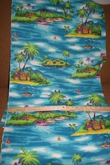 Tropical Island Palm Trees Blue Water Fabric Cotton Sewing Quilting Fat Quarter