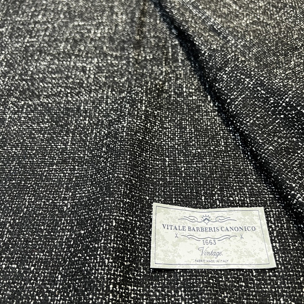 Vitale Barberis Canonico VINTAGE Fabric 1.60m – Wool Cotton Nylon – Black White