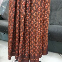 Antique Silk100%Thai Pattern Hand Woven Fabric Brown Orange Cloth/Skirt Crafting