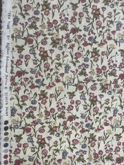 VTG Hoffman International “Tea Time” Small Pink Purple Floral On Tan Fabric 4 Yd