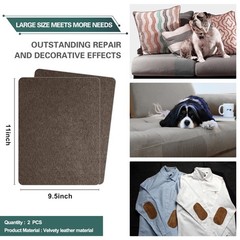 Azobur Couch Patch Repair Fabric,Microfiber 9.5″ x 11″-2 PCS, Dark Brown