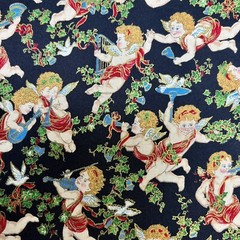 Cherubs and Holly Christmas Fabric 3 Pack Sharon Kessler for Concord 100% Cotton