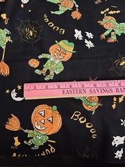 VTG Halloween Trick or Treat Anthropomorphic Pumpkin Man Costumed Bats Moon BTFQ