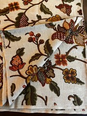 Waverly Coventry Crewel Fabric Faux Linen Cotton Jacobean Floral~3 Yds ~ 47″W