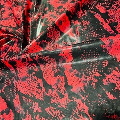 4 Way Stretch Fabric Red Snake Animal Print Spandex By Yard for Swimwear