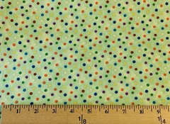 “The Cat Party” Polka Dot Fabric By Red Rooster Fabrics Green White Orange BTHY