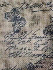 Burlap Fabric Garden Butterflies Writing Stamped 36×50 inches New Cottagecore