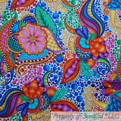 BonEful Fabric FQ Cotton Quilt Blue Teal Red White Navy Marine Water American US