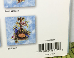 Pink Rose Wreath on Blue Sky Painted Fabric Dewberry 8-1/2″ Art to Sew Quilt Sq