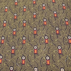 Flower Paisley Cotton Fabric 9×29″ Green Red Yellow Quilting Sewing Crafts