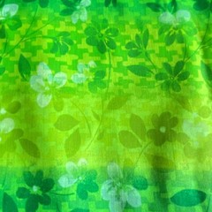 2 YD Bright Green Ombre Floral Fabric Cotton Print