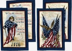 American Flag Cotton Fabric Patriotic Americana Ephemera Quilt Block U GET ALL 4