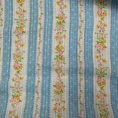 Vtg Blue White Striped Floral Voile Open Weave Remnants Crafting Lot 3.1oz