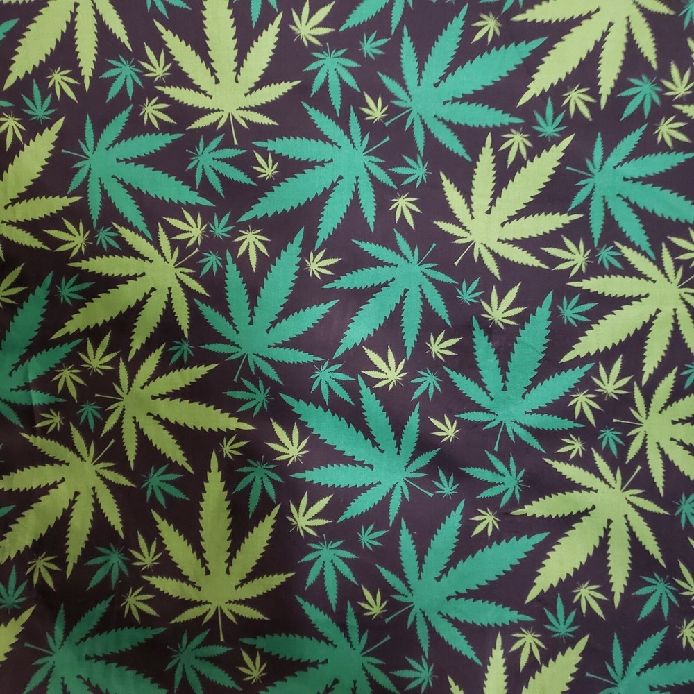 Marijuana Weed Black Cotton Fabric Easy care 58″ by the Yard