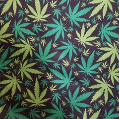 Marijuana Weed Black Cotton Fabric Easy care 58″ by the Yard