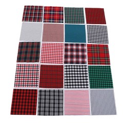 20pcs Plaid Fabric Rich Bright Colors Soft Breathable For DIY Projects Cotton Fa
