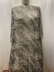 100% Silk Chiffon With Lurex Abstract Metallic Wave Fabric By The Yard 43″Wide