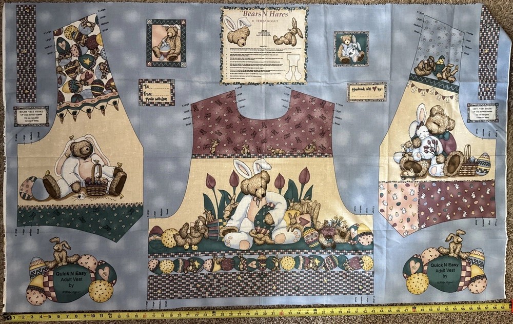 Fabric Panel – Cut & Sew – Adult S-Xl Made With ❤️ Easter Bears Bunny Hares WW