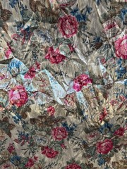 Multicolor with green & Gold Metallic Iridescent Floral Fabric By the Yard 44″