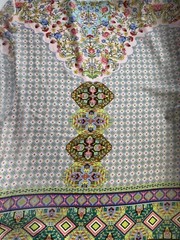 Johnny Was Boho Floral Geometric Print – 100% Silk Satin Crepe Fabric