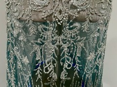 Silver Green Beaded Sequins Embroidery Lace Fabric 50” Width SOLD BY THE YARD