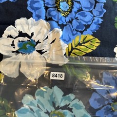 Vtg Cotton Floral Fabric A)W:57”xL2Yd B)W24”x2.1Yd Blue/White Dogwoods Magnolias