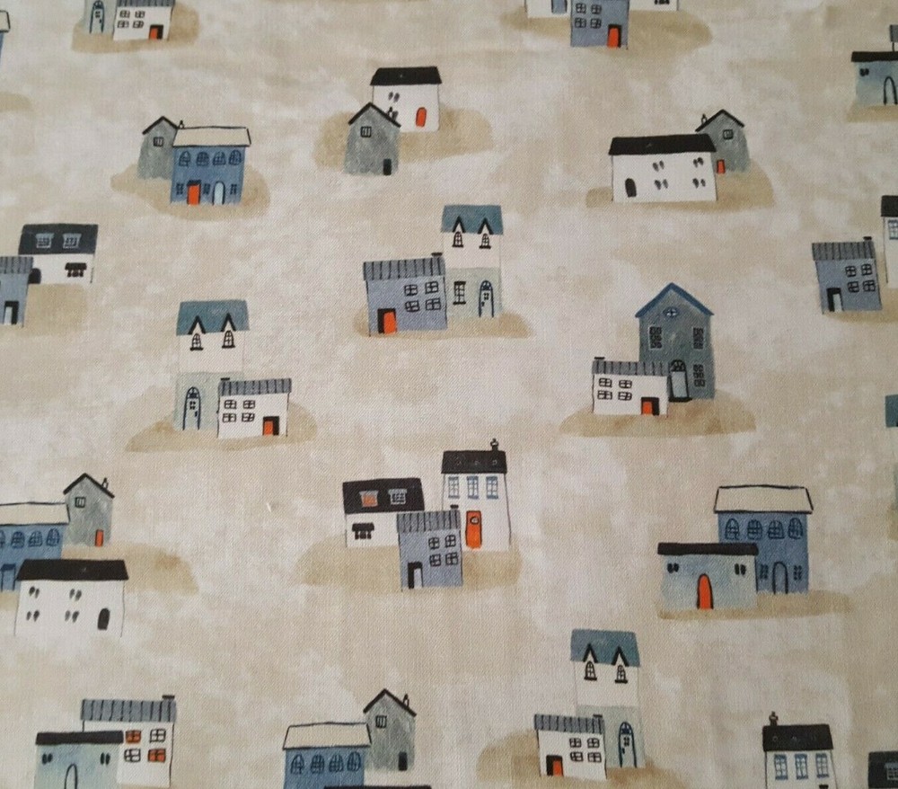 Sailors Rest BTY World Art Group P&B Textiles Fishing Village Building Beige