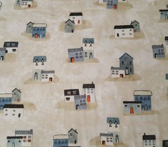 Sailors Rest BTY World Art Group P&B Textiles Fishing Village Building Beige