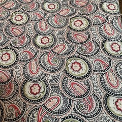 Paisley Floral Medallion Cotton Quilting Fabric Red Green Black 3 Yards x 44″