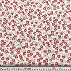 Vintage Cranston Strawberries on Off White Cotton Fabric by the HALF YARD