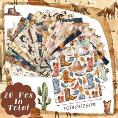 20 Precut 10”x10” Western Cowboy Fabric Squares – Ideal for Quilting Projects