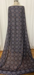 100% High Quality Silk Batiste Geometric Tile Blue Print Fabric By 56″ Wide
