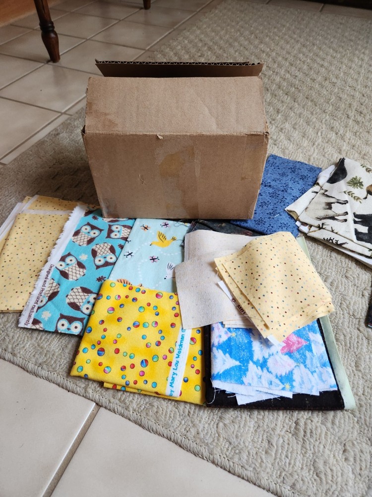 2 lb. box of Flannel Fabric Scraps, some large pieces.