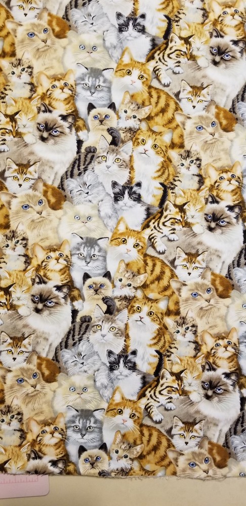 BTHY REALISTIC CUDDLE CATS KITTENS PETS ANIMALS New Cotton Fabric