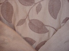 19-1/2Y 3614 Kravet Embroidered Leaf Vine Crewel Mocha Upholstery Drapery Fabric