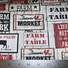 Farm To Table Black Red 100% Cotton Fabric By half yard continuous cuts