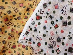 Fabric Retro Geometric Abstract Mustard Brown Multicolor 3 Yards X 56 Inch