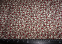 REMNANT OF FABRIC WITH WINE DESIGNS & TINY DARK RED HEARTS – 14 IN. L X 30″ W