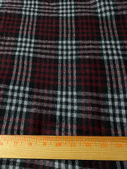 Burgundy, black and gray plaid wool blend fabric 34″ by 60″